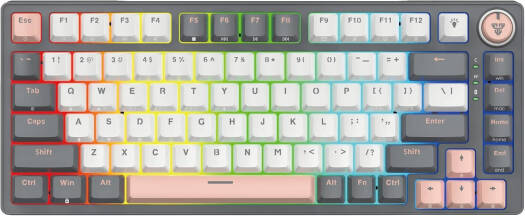 Fantech Atom Pro83 75% Mechanical Gaming Keyboard, 83 Keys, Hotswappable Keys,22 RGB Lighting Modes, Anti-Ghosting Keys, Red Switch, Adjustable Feet, 2.4GHz, BT5.0, Wired, 2000mAh, Saturn | MK913