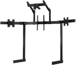 Next Level Elite Freestanding Complete Quad Monitor Stand, Anodized Aluminium Extrusion, Supports 3x 21"-43" Monitors, Up to 200x200mm VESA Support, Black Edition | NLR-E037