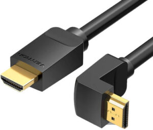 Vention HDMI 2.0 Right Angle 270° Cable, Supports Up to 4K @ 60Hz Resolution, Gold-Plated Connector, Tinned Copper Conductor, Aluminum Foil + Mesh Shielding, PVC Jacket, 5m Length, Black | AAQBJ