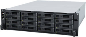 Synology RackStation 3U 16-Bay Rackmount NAS, AMD Ryzen V1500B CPU, 4GB DDR4 ECC Memory, 16 Drive Bays, 4x Gigabit Ethernet Ports, 2200 MB/s Read Speed, 1164 MB/s Write Speed, PCIe 3.0 | RS2821RP+
