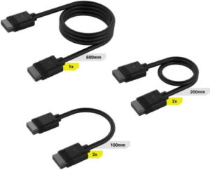 Corsair iCUE LINK Cable Kit with Straight Connectors, iCUE LINK 100mm / iCUE LINK 200mm / iCUE LINK 600mm, Black | CL-9011118-WW