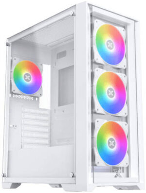 Xigmatek Quantum Arctic E-ATX Computer Case, 4x Z20A Arctic Pre-Installed Fans, 360mm Radiator Support, 7 Expansion Slots, 2 Tempered Glass Panel, White | EN42881