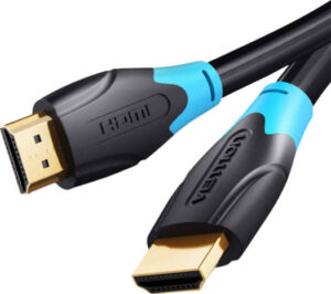 Vention 4K HDMI Round Cable, 1080P High Definition, With Ethernet and 3D Support, 1 Meter Length, Gold Plated, Black | AACBF