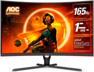 AOC CQ32G3 31.5" WQHD (2560x1440) Curved 1000R Gaming Desktop Monitor, 165Hz Refresh Rate, 1ms Response Time, VA FreeSync, 16.7 Million Display Colors, HDMI 2.0, DisplayPort, Black | CQ32G3SE