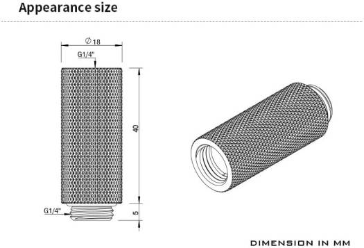 Barrow G1/4" Male to Female 40mm Extender Fitting, Brass Material, Suitable For Connecting and Extending Water Cooling Hardware, Anti Skid Design, White | TNYZ-G40-WH - Image 3