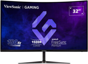ViewSonic VX3218-PC-MHD Curved Gaming Monitor, 32" VA Display, FHD Resolution, 180Hz Refresh Rate, 1ms (MPRT) Response Time, AMD FreeSync Premium Technology, 16.7m Color Display, Black | VX3218-PC-MHD
