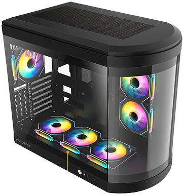 Tortox Vidrio ATX Full Tower Case, 6x Pre-Installed ARGB PWM Fans, Up to 360mm Radiator Support & 9x Fan Support, Semi Curved Tempered Glass, Dust Proof Filter, SPCC Material, Black | VIDRIOB - Image 3