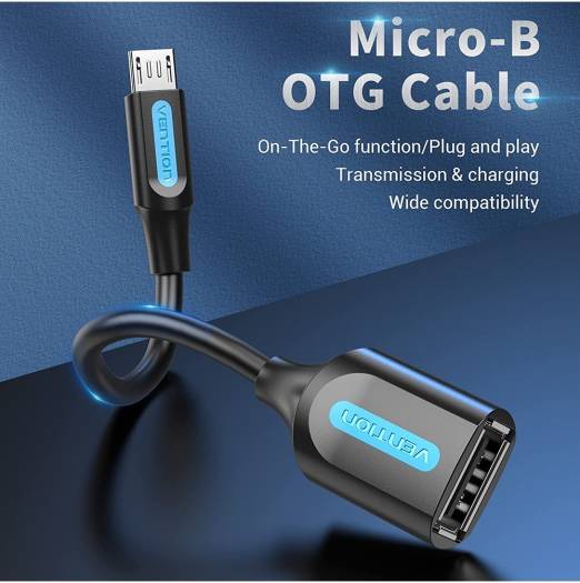 Vention USB 2.0 Micro-B Male to A Female OTG Cable, 480Mbps Transfer Rate, Stable Transmission, Easy Sharing, 0.15 Meter Black PVC Type | CCUBB - Image 5